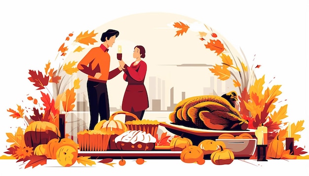 Photo thanksgiving cartoon modern clipart vector white background no outline