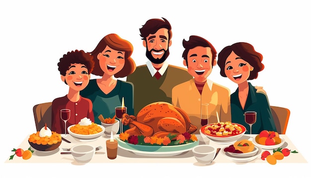 Thanksgiving cartoon moderne clipart vector witte achtergrond geen omtrek