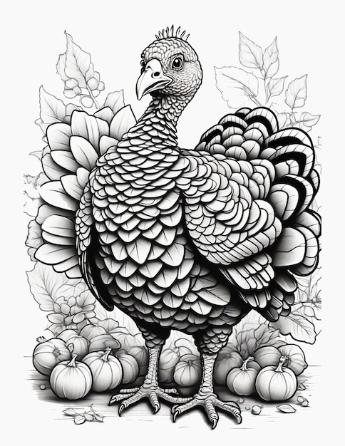 Thanksgiving coloring book graphics for children and adults