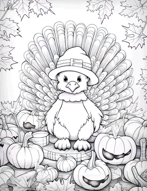 thanksgiving coloring page art illustration banner design