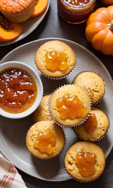 Thanksgiving corn and turkey muffins paired with a plate of pumpkin and apricot ja