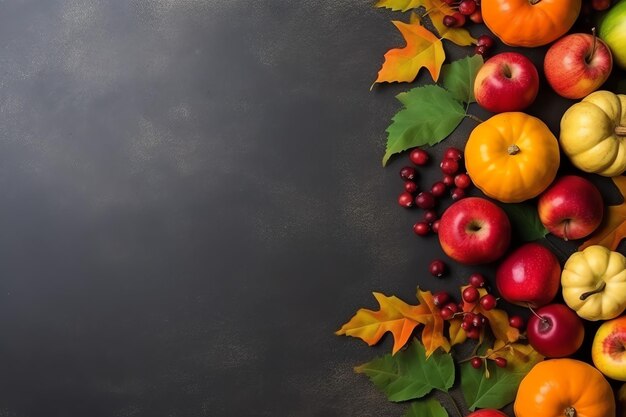 День Благодарения или осенняя композиция с тыквенно-апельсиновыми листьями или куриной едой на День Благодарения