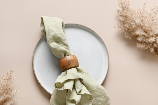 Thanksgiving day autumn table setting in natural colors