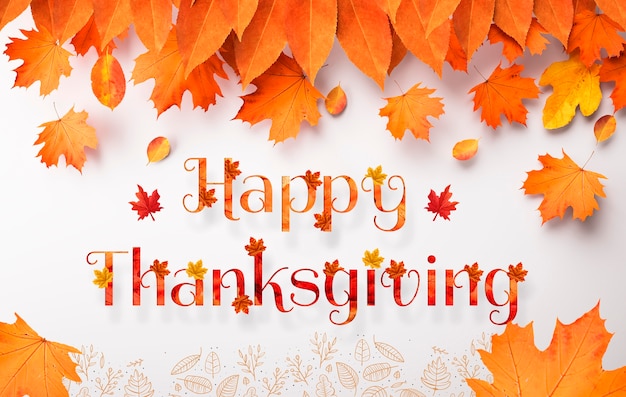 Thanksgiving day banner with leaves