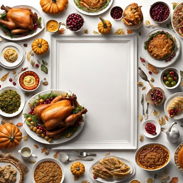 Photo thanksgiving day celebration with different delicious foods