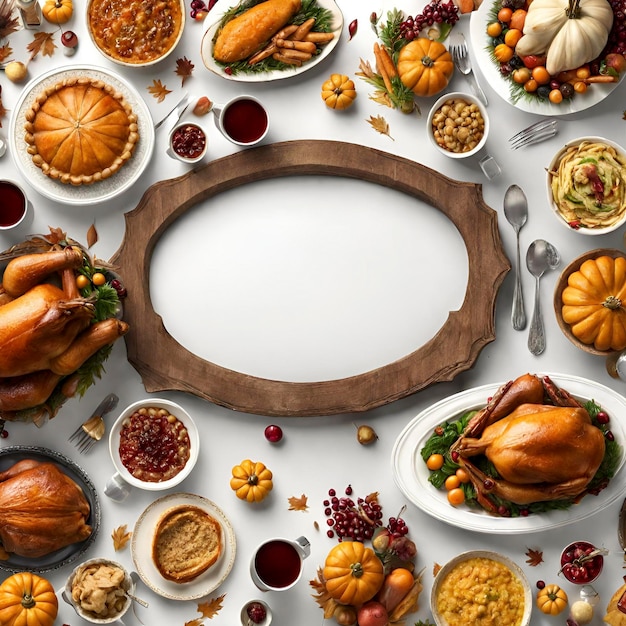 Празднование Дня Благодарения с различными вкусными блюдами