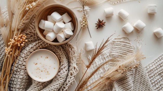 Foto giorno del ringraziamento mockup con marshmallows