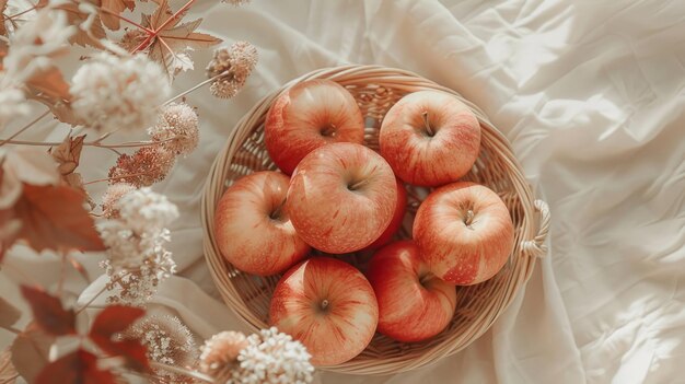 Thanksgiving day Mockup withbasket of fresh apples