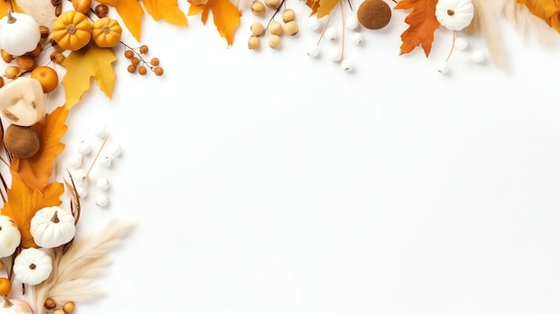 Фото День благодарения или осенняя композиция с листьями тыквы, апельсинов или курицы