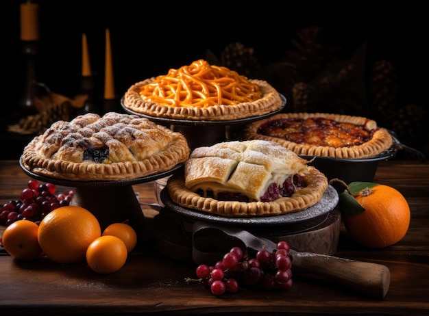 Photo thanksgiving day pies for dinner