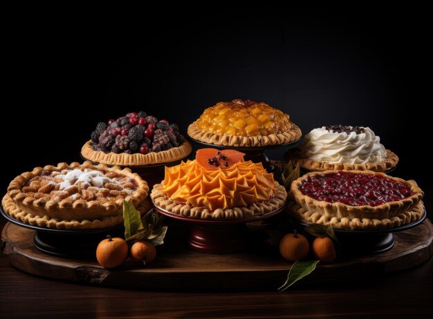 Premium AI Image | Thanksgiving day pies for dinner