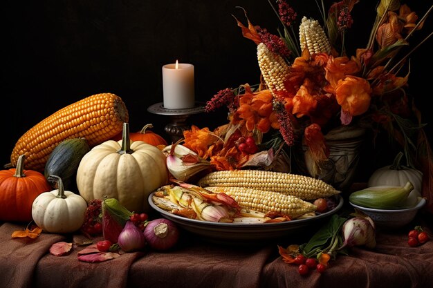 Photo thanksgiving day still life composition background