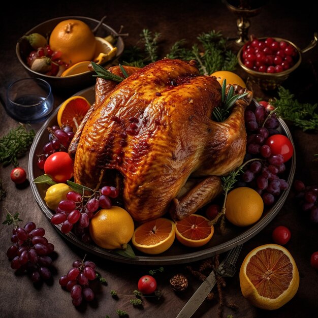 Thanksgiving day turkey on dining table