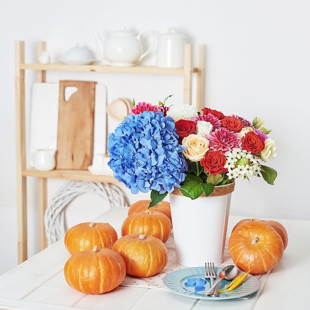 Thanksgiving decorations on the table