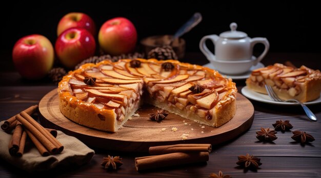 Thanksgiving dessert apple pie close up