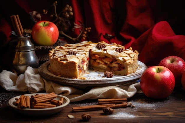 Thanksgiving dessert apple pie close up