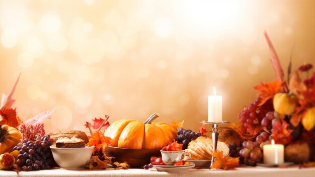 Thanksgiving dinner background Illustration AI GenerativexA