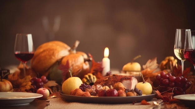 Photo thanksgiving dinner background illustration ai generativexa