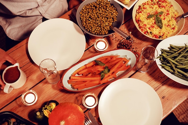 Thanksgiving dinner on the table at home