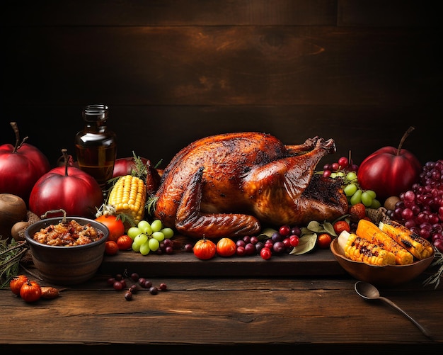Thanksgiving Dinner with Delicious Meal Background