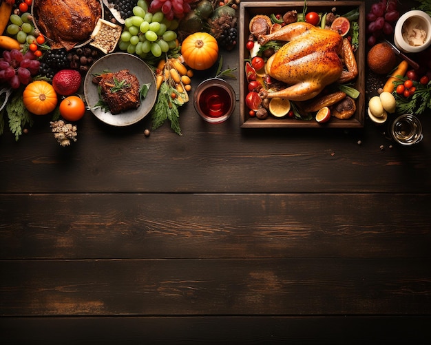 Thanksgiving Dinner with Delicious Meal Background