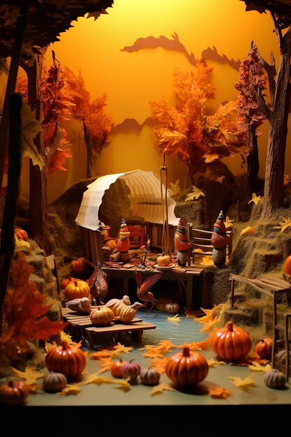 Photo thanksgiving diorama photoshoot