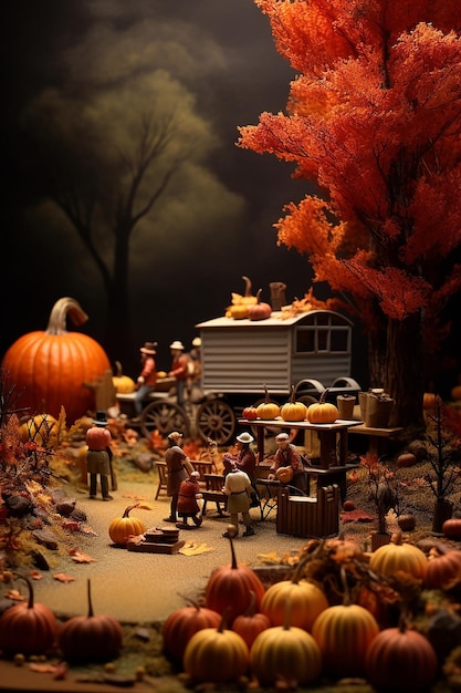 thanksgiving diorama photoshoot