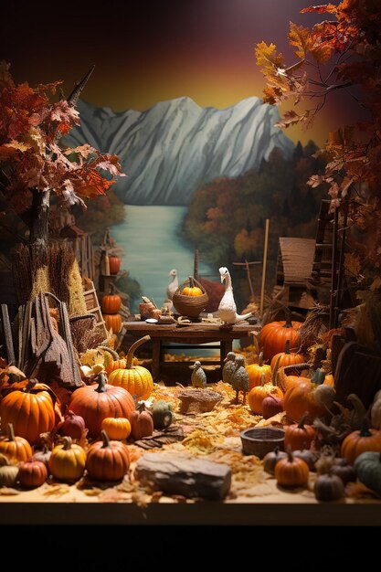 Thanksgiving diorama photoshoot
