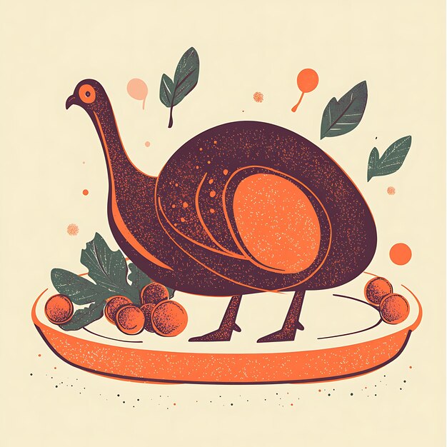 Photo thanksgiving feast with turkey thick outline illustration clean background