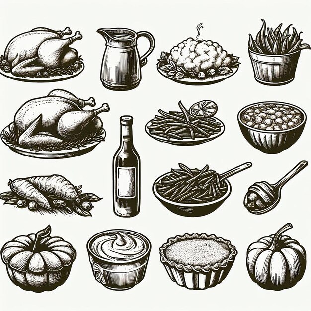 Photo thanksgiving foods illustrations