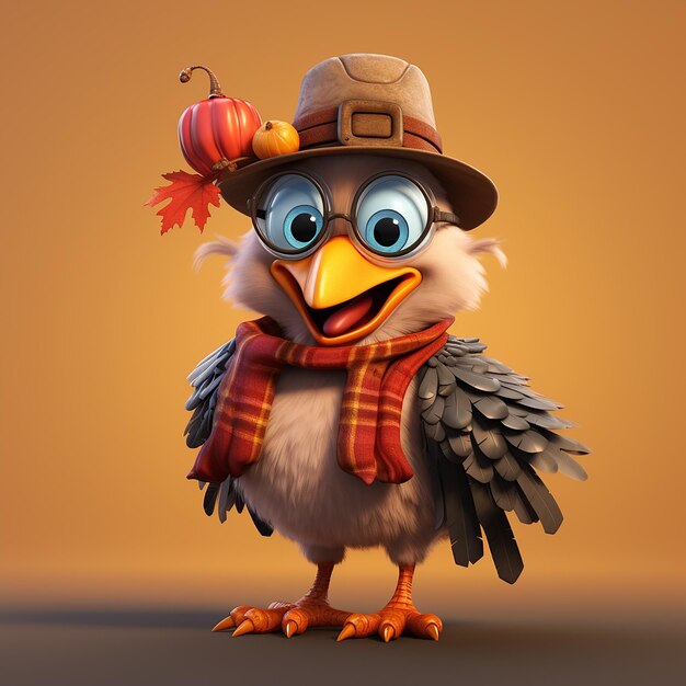 Foto thanksgiving grappige cartoon personage kalkoen vogel