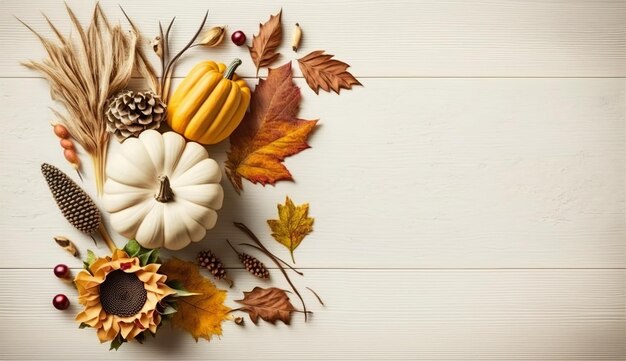 Thanksgiving Holiday houten tafel achtergrond met kopie ruimte voor tekst Generatieve ai