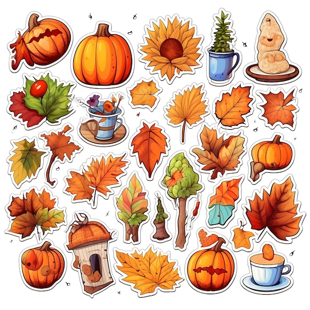 Foto thanksgiving iconen happy thanksgiving thanksgiving iconen bundel cartoon iconen voor thanksgiving day
