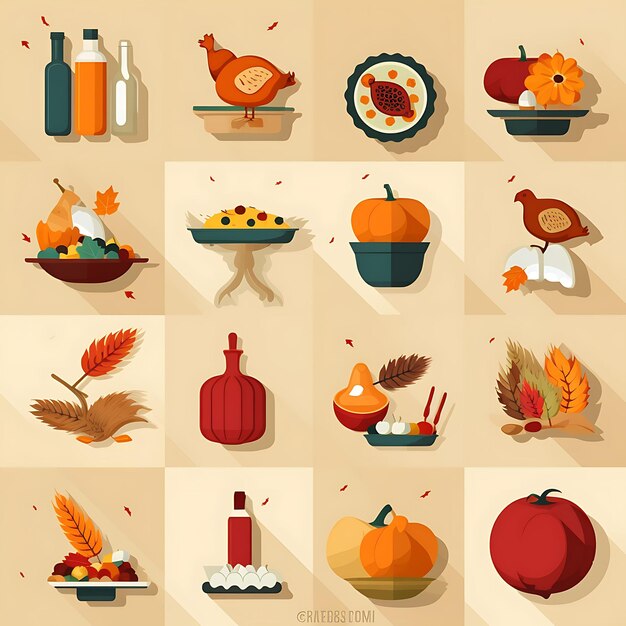 Photo thanksgiving icons happy thanksgiving thanksgiving icons bundlecartoon icons for thanksgiving day