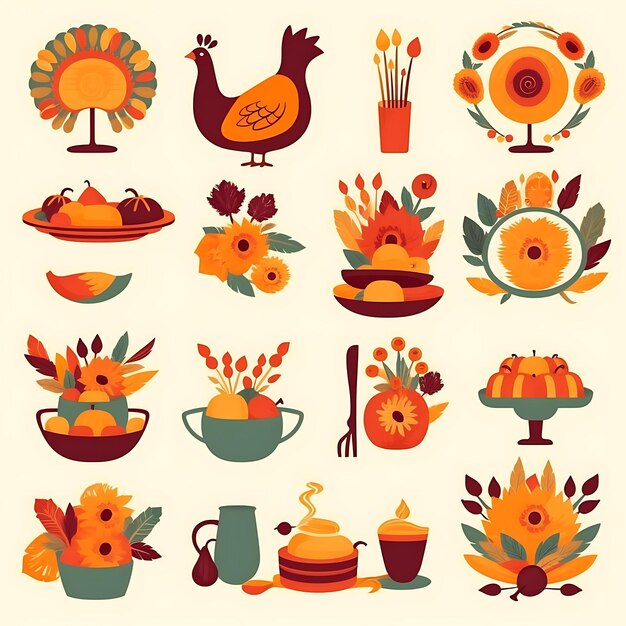 Photo thanksgiving icons happy thanksgiving thanksgiving icons bundlecartoon icons for thanksgiving day