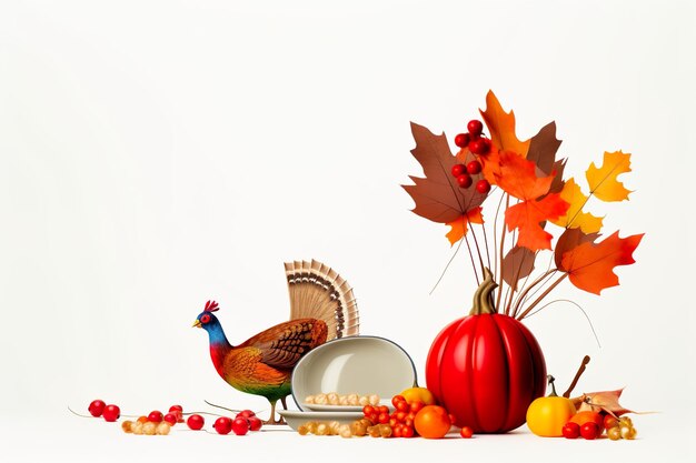 Photo thanksgiving illustration background with turkey generative ai
