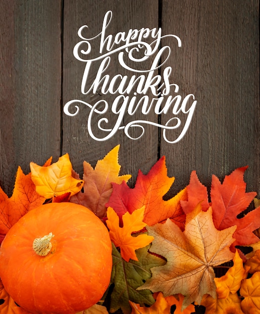 Premium Photo | Thanksgiving message with harvest banner