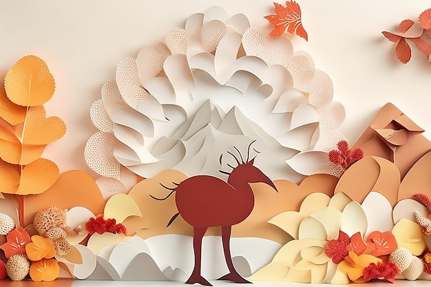 thanksgiving paper art style ai generated