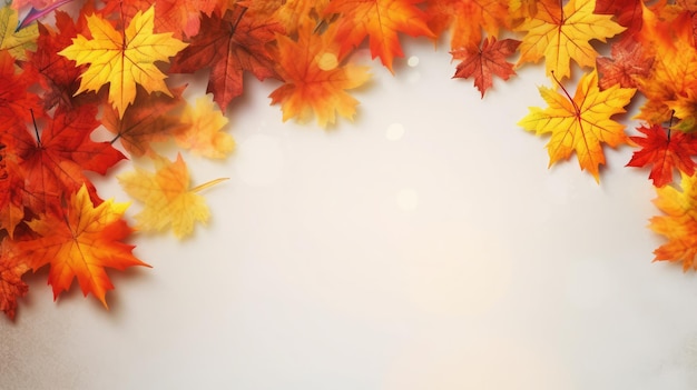 Фоторамка на День Благодарения с летними листьями с текстовым пространством на белом фоне