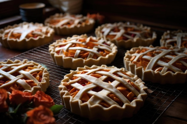 Thanksgiving pies getting a lattice pie crust topping