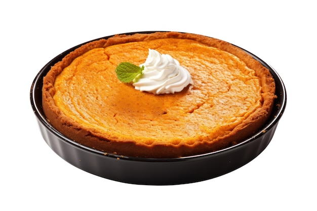 Thanksgiving pumpkin pie isolated on white transparent background top view