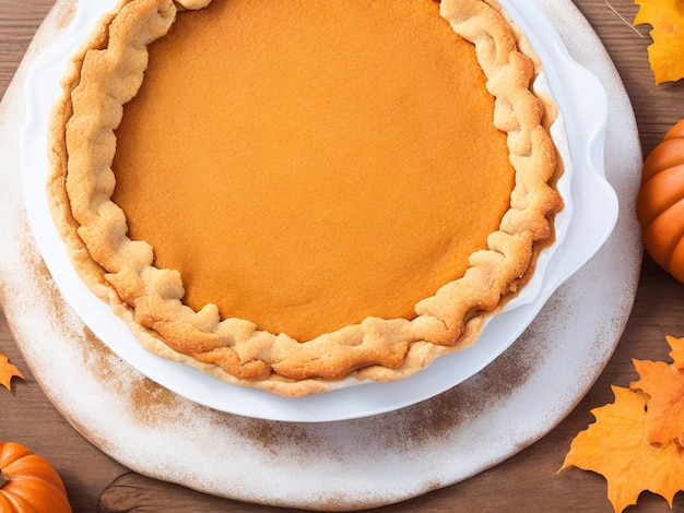 Thanksgiving pumpkin pie with copy space