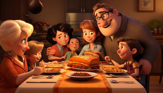 Photo thanksgiving style of pixar