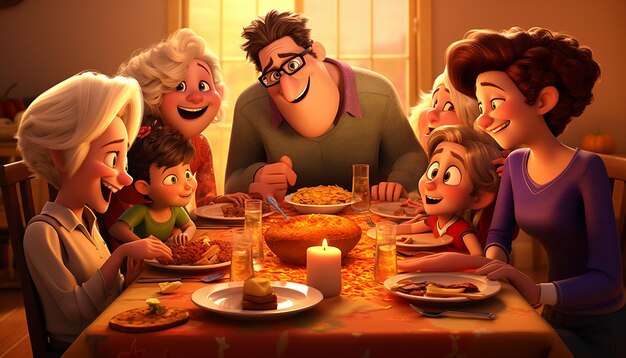 Photo thanksgiving style of pixar