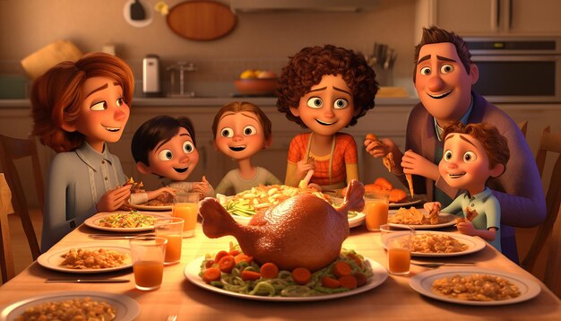 Photo thanksgiving style of pixar