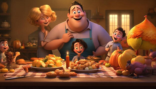 Photo thanksgiving style of pixar