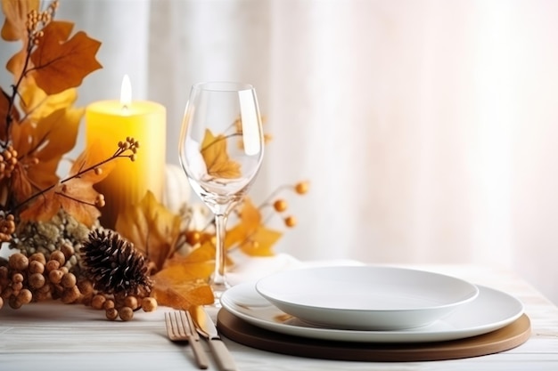 Thanksgiving table setting tableware and decor