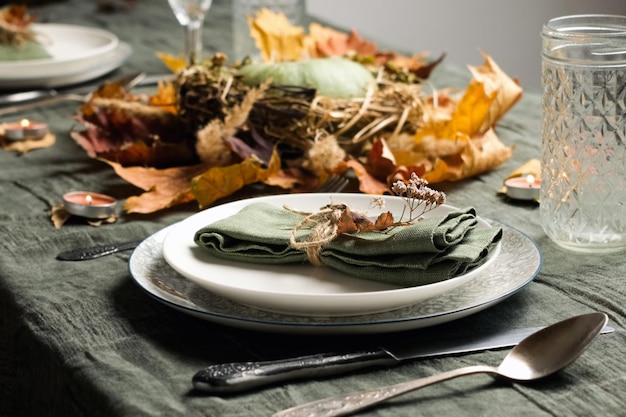 Thanksgiving-tafelsetting voor herfstfeest