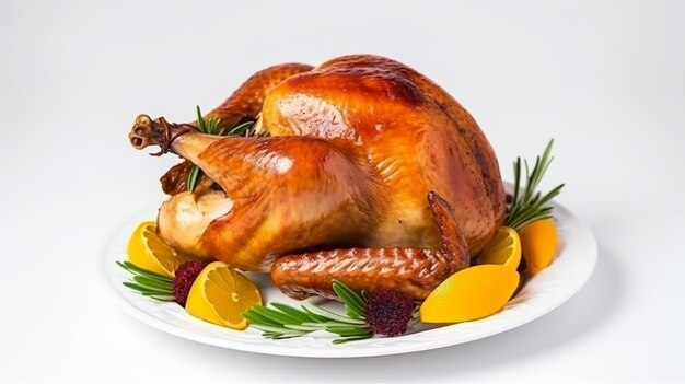 Thanksgiving thanksgiving country dinner Thanksgiving Turkey isolated on white Generative AI