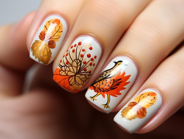 Photo thanksgiving themed nail painting image